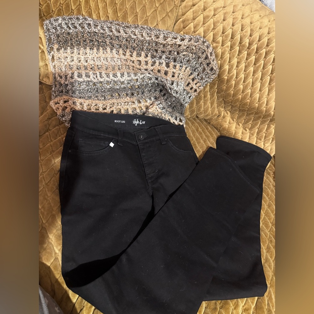 Style & Co, Black Boot Cut Jeans, size 5, women, high waist